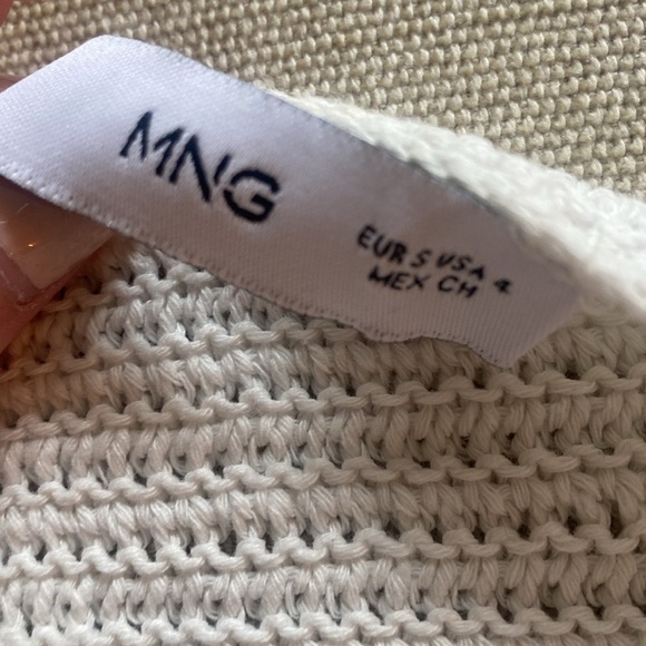 Mango Crochet Mini Dress Cutout Cotton Blend Swim Coverup Off White Size 4 S - Picture 5 of 12